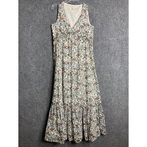 Rachel Roe Sleeveless Cotton Summer Maxi Dress Women XS Floral Tiered Lined